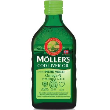 Ulei din ficat de cod cu aromă de mere verzi, 250 ml, Möller’s