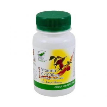 Vitamina C 1000mg cu maceșe și acerola cu portocală, 60 comprimate, Pro Natura