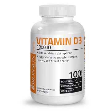 Vitamina D3 1000 UI, 100 capsule, Bronson Laboratories
