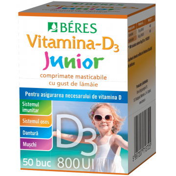 Vitamina - D3 Junior 800 UI, 50 comprimate masticabile, Beres