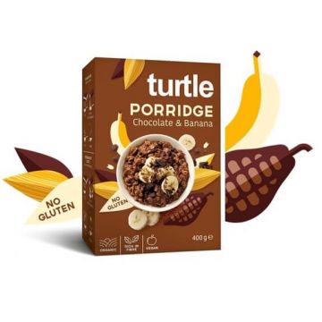 Cereale terci organic fara gluten cu ciococolata si banane, 400 grame, Turtle SPRL