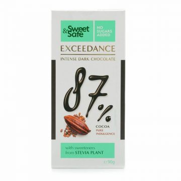 Ciocolata neagra intens amaruie 87% Sweet & Safe, 90 g, Sly Nutritia