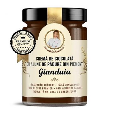 Crema de ciocolata cu alune de padure din Piemont, Gianduia, Biancella, Secretele Ramonei, 350g, Remedia