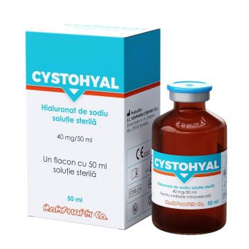 Cystohyal Hyaluronat de sodiu soluție sterilă 40 mg, 50 ml, Rompharm