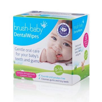 Șervețele umede pentru igiena gingiilor, 0-16 luni, 28 bucăți, Brush Baby