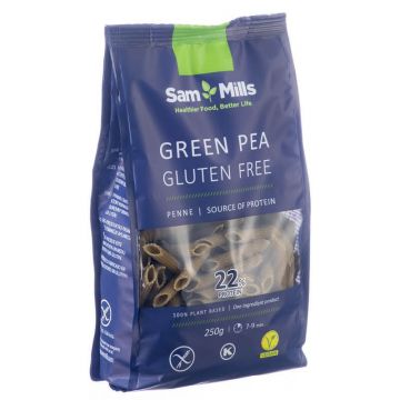 Paste penne fără gluten, din mazăre, 250 g, Sam Mills 