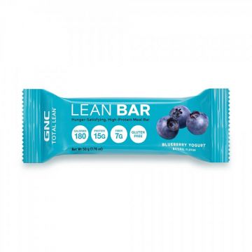 Baton proteic cu fibre, iaurt si afine Lean Bar, 50 g, GNC