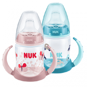 Biberon de tranzitie cu toarte si adaptor First Choice, 150 ml, Nuk