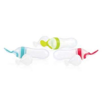 Biberon din silicon, 90ml cu 2 lingurite, 4 luni+, Nuby