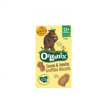 Biscuiti ecologici cu cacao si vanilie Gruffalo, +12 luni, 5 x20g, Organix