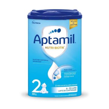 Formulǎ de lapte praf de continuare Aptamil Nutri-Biotik 2, 6 -12 luni, 800 g, Nutricia