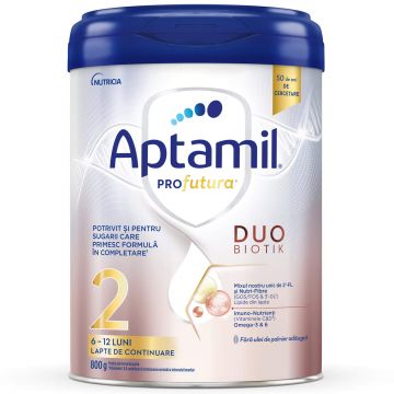 Lapte praf Aptamil ProFutura 2 Duo Biotik, 6 - 12 luni, 800 g, Nutricia