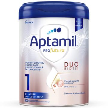 Lapte praf Aptamil PROFutura DUOBIOTIK 1, 800 g, 0-6 luni, Nutricia
