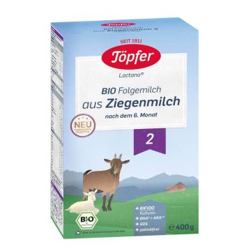 Lapte praf de capră, formulă de continuare 6 luni+ Bio 2 Lactana, 400 g, Topfer 