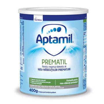 Lapte praf pentru sugari prematuri Aptamil Prematil, +0 luni, 400 g, Nutricia