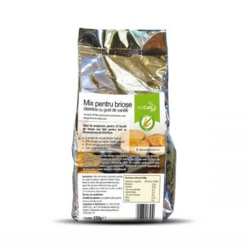 Mix pentru briose low carb, dietetice, fara zahar cu gust de vanilie NoCarb,150g, No Sugar Shop