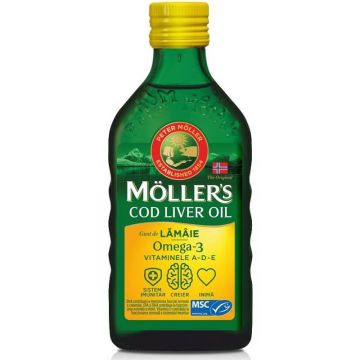 Omega 3 ulei ficat de cod lămâie, 250 ml, Moller's