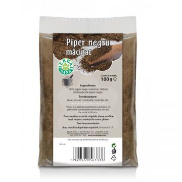 Piper negru macinat, 100 gr, Herbal Sana
