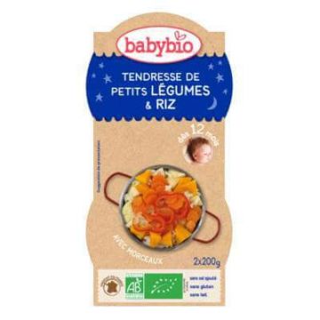 Piure Meniu Bio din legume si orez, +12 luni, 2x 200g, BabyBio