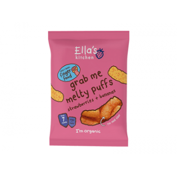 Pufuleti naturali cu capsuni si banane Bio organici, 20 g, Ella s Kitchen