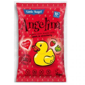 Pufuleti organici cu mar si capsuni, +10 luni, 4x 15g, Little Angel