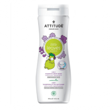 Sampon si gel de dus vanilie si pere Little Leaves 2 in 1, 473 ml, Attitude