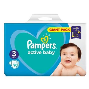 Scutece Active Baby Nr. 3, 6- 10 kg, 90 bucati, Pampers