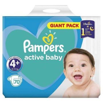 Scutece Active Baby Nr. 4+, 10- 15 kg, 70 bucati, Pampers