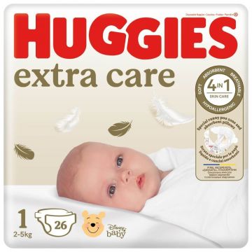 Scutece Extra Care Convi Nr.1 2-5 kg, 26 bucăți, Huggies