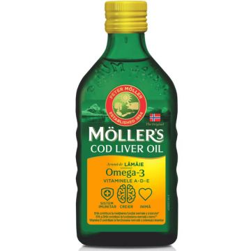 Ulei din ficat de cod cu aromă de lămâie, 250 ml, Möller's