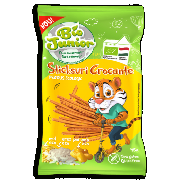 Sticksuri crocante fara gluten, 45 g, Bio Junior