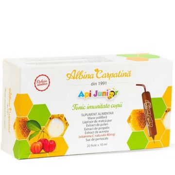 Apijunior Tonic imunitate copii, 20 fiole, Albina Carpatina