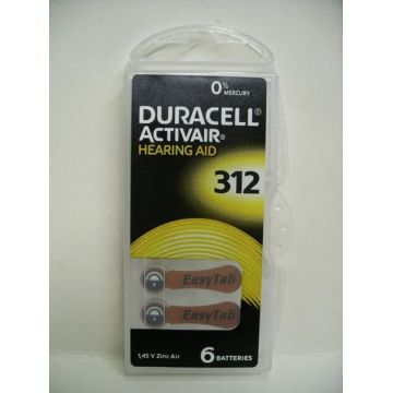 Baterii pentru aparat auditiv HA ZA312, 6 bucati, Duracell