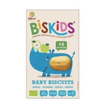 Biscuiti organici pentru copii cu gust de mere, +6 luni, 120 g, Belkorn
