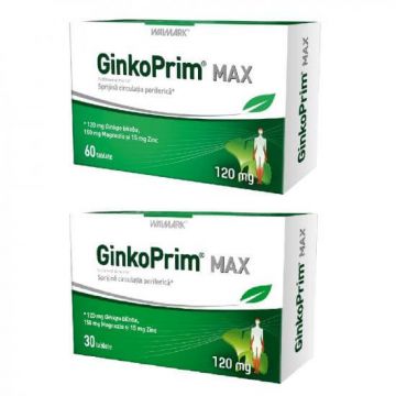 Pachet GinkoPrim Max 120mg, 60 + 30 tablete, Walmark