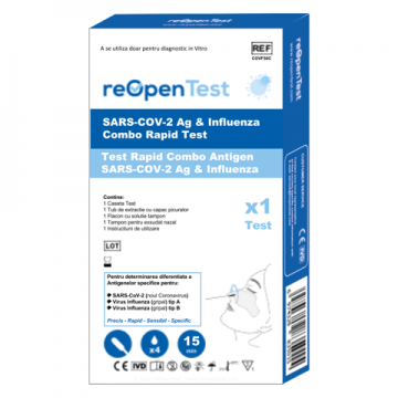 Test Rapid Combo Antigen SARS-COV-2 Ag și Gripă, 1 bucată, Montana Med