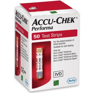 Teste Accu-Chek Performa pentru glucometru, 50 de bucăți, Roche