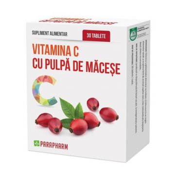 Vitamina C cu pulpă de măceșe, 30 tablete, Parapharm